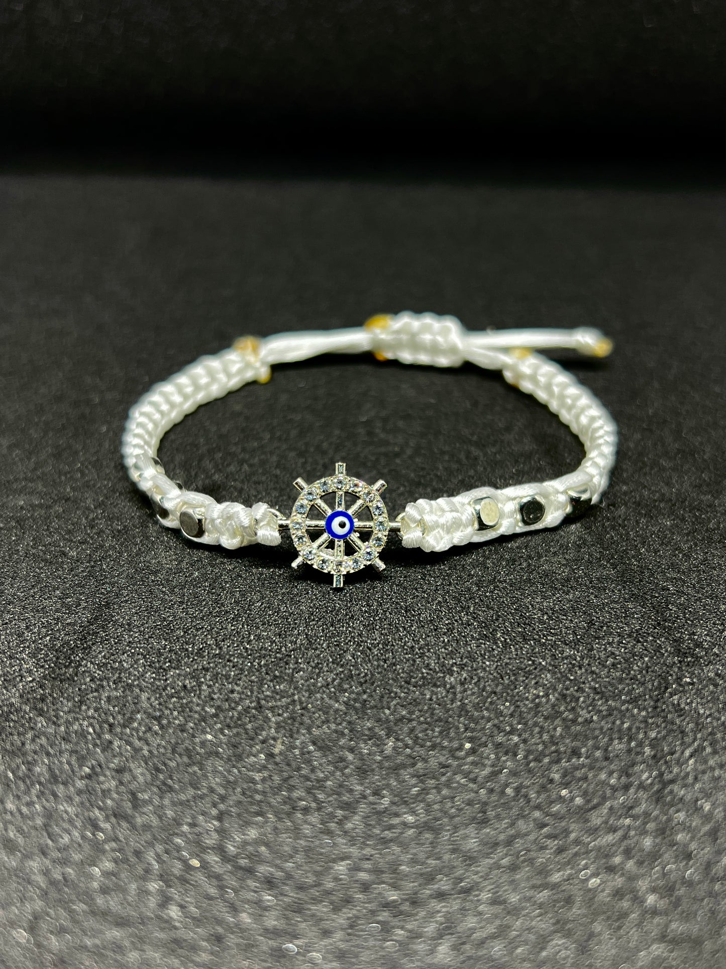 Pulsera de hilo blanco ojo Turco
