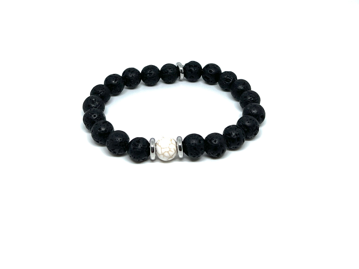 Pulsera de Piedras Naturales / Negra - Blanca