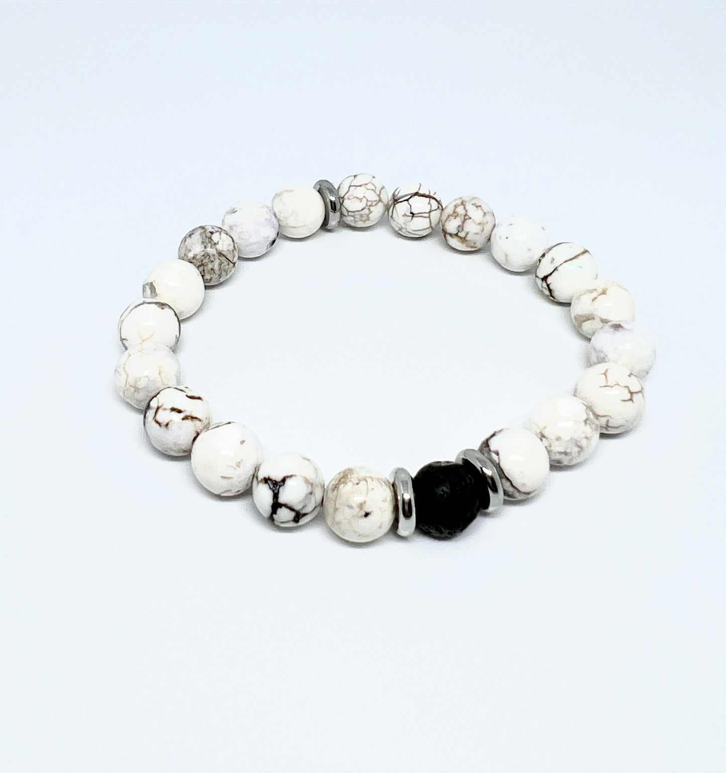 Pulsera de Piedras Naturales / Blanca - Negra