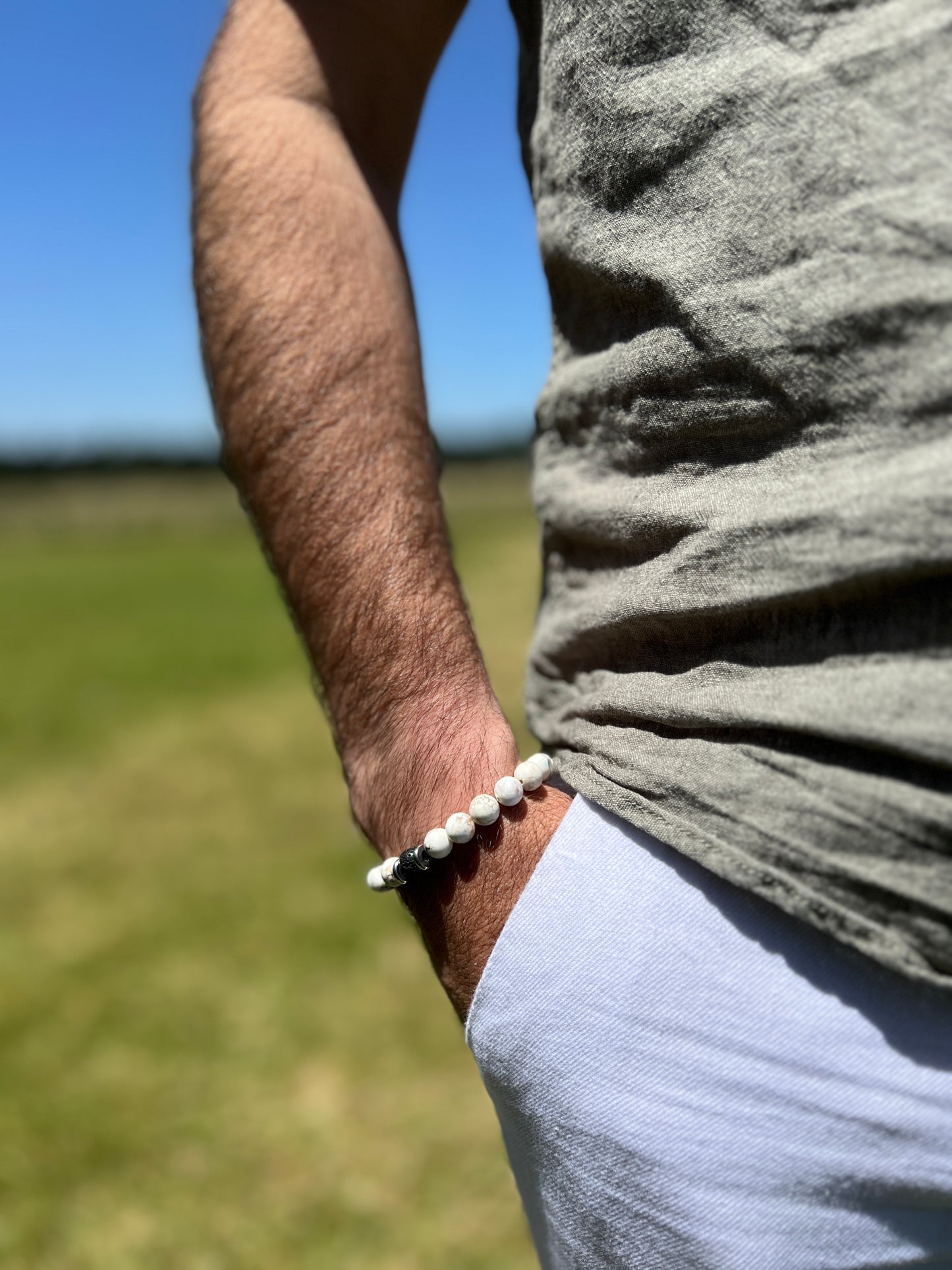 Pulsera de Piedras Naturales / Blanca - Negra